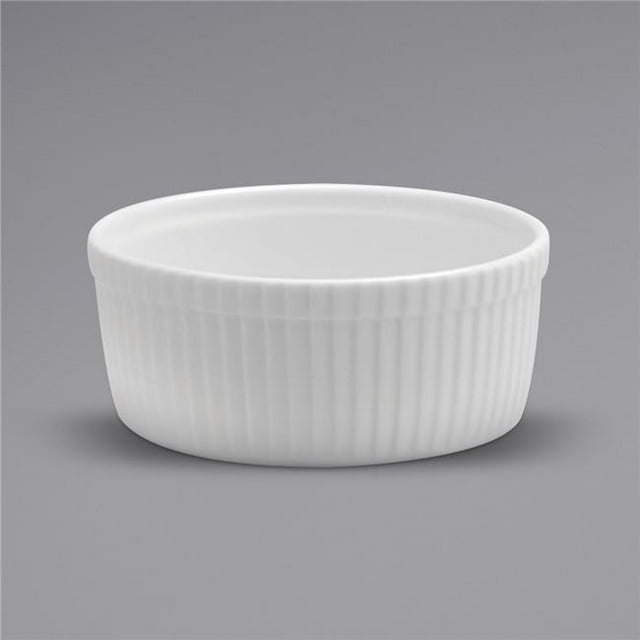 Buffalo F8010000600 5 oz Bright White Ware Fluted Porcelain Souffle Dish