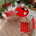 thumbnail image 2 of KAMEROUT 3-Piece Folding Bistro Set with 2 Chairs and 1 Table for Patio, Yard, Red, 2 of 6