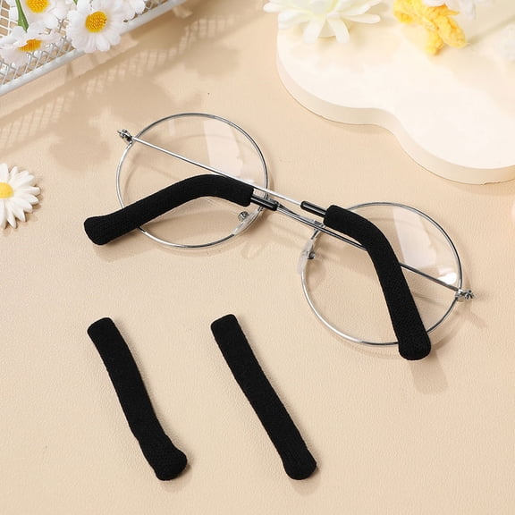 Supvox 3Pairs Soft Black Glasses Arm Retainer Sleeves Anti Slip Eyeglass Ear Guards