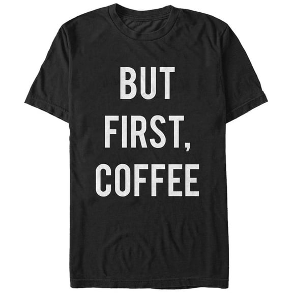 Women's CHIN UP But First Coffee Boyfriend Graphic Tee Black Large