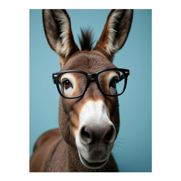Diamond Art Kit for Adults, Donkey With Glasses Blue Background Diamond Painting for Adults Beginners, 5D DIY Diamond Art Painting Kits, Colorful Diamond Painting Craft for Home Decor 12x16