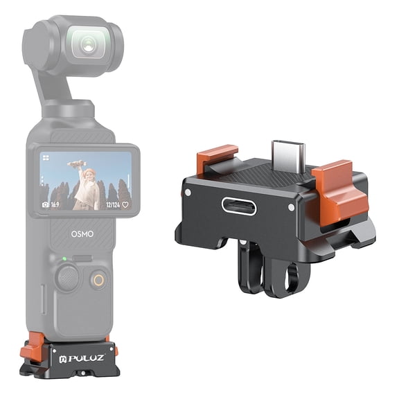 For DJI Osmo Pocket 3 QKOO Type-C Charging Base Quick Release Mount Adapter (Black)