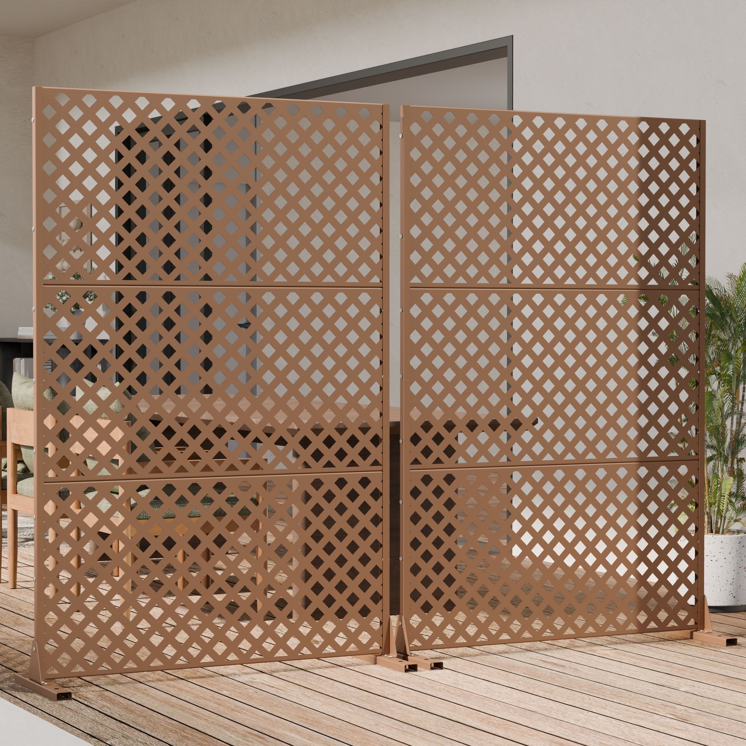 MAYEERTY 3 Panels Outdoor Privacy Screen, Metal Decorative Privacy Fence, Privacy Panel for Patio, Balcony, Backyard, Garden