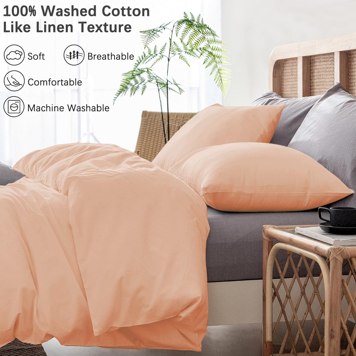 1 Pcs Duvet Cover 100% Egyptian Cotton 1000 Thread Count with Zipper Closure & Corner Ties - Super King Size (116" x 98") Inch, Blush Solid