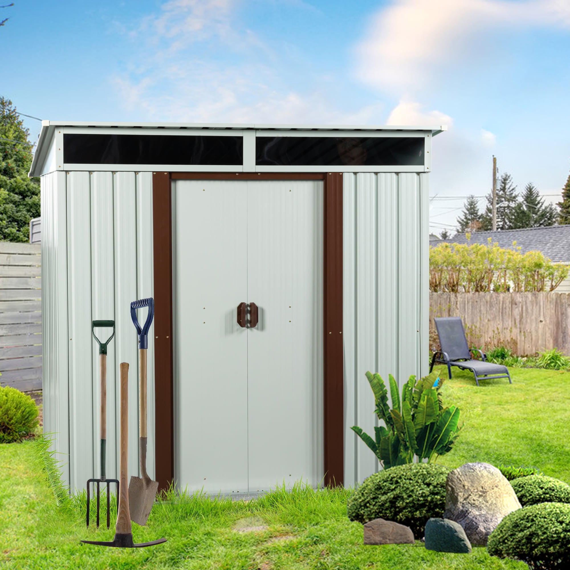 6ft x 5ft Outdoor Metal Storage Shed White - Walmart.com