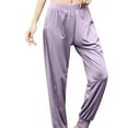 thumbnail image 2 of HVOBTTY Womens Straiht Leg Joggers, Summer Pants for Women, Womens Soft Casual Solid Color Sports Fleece Yoga Elastic Loose Breathable Sports Long Pants Purple, L, 2 of 4