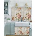 thumbnail image 2 of Watercolor Pink White Flowers Short Blackout Curtains 45 Inch Long Vintage Letter Texture Rod Pocket Kitchen Curtains, 2 Panels Thermal Insulated Room Darkening Drapes for Bedroom, 30"W x 45"L, 2 of 5
