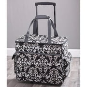 HetayC Rolling Sewing Machine Tote with 6 Storage Pockets - Damask,LARGE