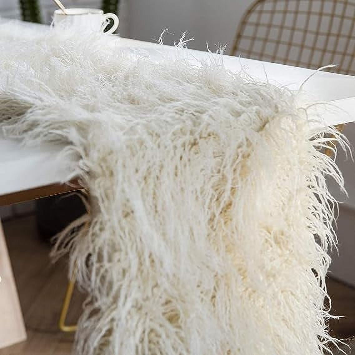 Namzi Luxury Faux Fur Table Runner Modern Ultra Soft Long Plush