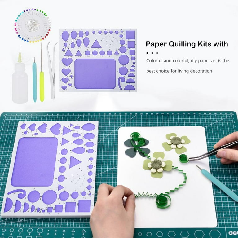 DIY Paper Quilling Tools Set Template Mould Board Tweezer Needles Pen Kit  Random Color