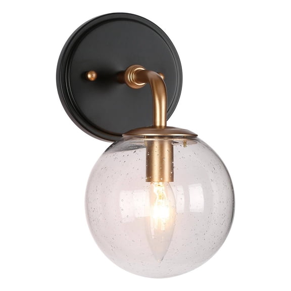LNC Globe Wall Sconce,Modern Seeded Glass Wall Light,Black Gold Finish for Bedroom,Bathroom