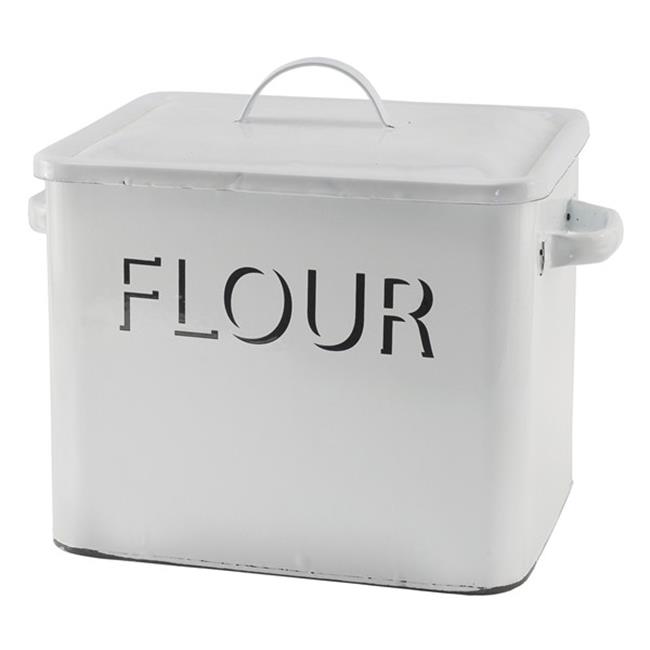 VIP Home & Garden FP1021 Metal Enamelware Flour Box White &Black