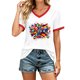 thumbnail image 2 of Women's Football Graphic T-Shirt, Women's V-Neck Short Sleeve Letter Print T-Shirt, Fashion Casual Top for Daily Wear for Soccer Tournament 2026 Red Size: M, 2 of 5