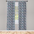 thumbnail image 3 of Ambesonne Floral Curtains, Retro Folk Blossoms, Pair of 28"x84", Charcoal Grey Coral Blue, 3 of 5