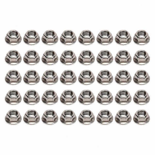 40-Pack M10x1.25mm Hex Flange Nuts, Stainless Steel, Corrosion-Resistant Fine Thread Nut Set