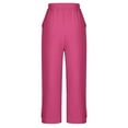 thumbnail image 5 of 50% off Clear! safuny Women's Cotton Linen Wide Leg Pants High Rise Button Casual Comfy Workout Girls Relaxed Solid Color Trousers Trendy Teen, 5 of 6