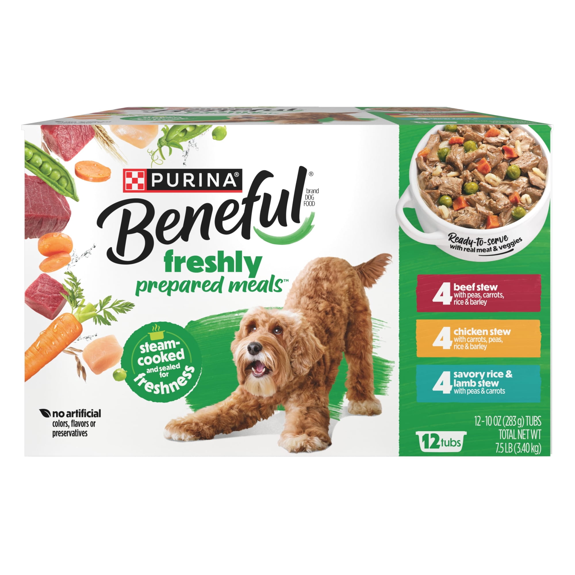 Purina Beneful Dog Food Freshly Prepared Meals Variety Pack Wet Dog Food with Gravy, 10 oz, 12 Pack