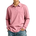 thumbnail image 2 of CCRFTGI Mens Polo Shirts Long Sleeve Casual Solid Stylish Designed Collared Golf Polo Shirts for Men Watermelon Red XL, 2 of 6