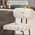 thumbnail image 4 of Ninecer Counter Height Bar Stools Set of 3, 26" White Bar Stools with Back and Metal Legs, Fabric Kitchen Counter Stools with Footrest and Wide Seat, Bar Chairs for Kitchen Island, 4 of 8