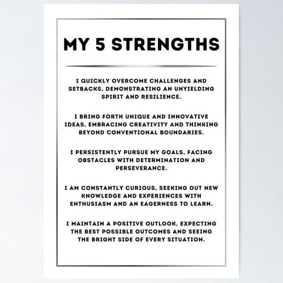 Strength | Affirmation Wall Art | Inspirational Quote for Office Wall Decor | Apartment Decor | Strengths wall art UNFRAMED Poster, 8x12