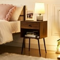 thumbnail image 3 of VECELO Nightstand with Drawer and Open Storage Shelf, Indutrial Side End Table for Bedroom Living Room, Brown, 3 of 8