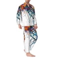 thumbnail image 6 of Salouo Colorful Floral Jellyfish Print Button-Front Long Sleeve Pajama Set for Men, Soft 2Pjs Men's Long Sleeve Sleepwear -X-Large, 6 of 7