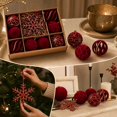 thumbnail image 4 of Dreisshy Christmas Balls Ornaments for Christmas Tree 10Pcs, Flocked Christmas Bulb Ornaments Set - Decorative Hanging Baubles, Shatterproof Christmas Decorations, Red, 4 of 7