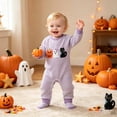 thumbnail image 6 of larppty Newborn Baby Girl Halloween Outfit Waffle Pumpkin Ghost Jumpsuit | Long Sleeve One Piece Jumpsuit, Baby Girl Halloween Romper, Infant Girl Halloween Pumpkin Cat Outfit, Fall Winter Clothes, 6 of 7
