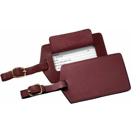 Royce Leather Luggage Tag Travel ID with Privacy Flap in Genuine Leather