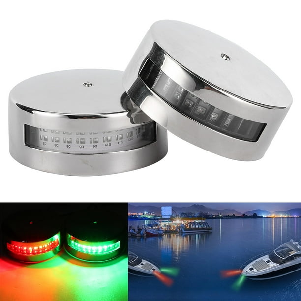 Ymiko Navigation Lights For Boats, Red Green Sailing Spot Lamp Easy To Install Navigation Light Boat Accessory Led Bow Lights For Pontoon For Fishing