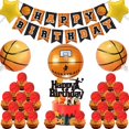 thumbnail image 1 of 27 piezas de suministros para fiesta de cumpleaños con tema de baloncesto, decoraciones temáticas para fiesta de baloncesto que incluyen pancarta de feliz cumpleaños, adornos para, 1 of 5