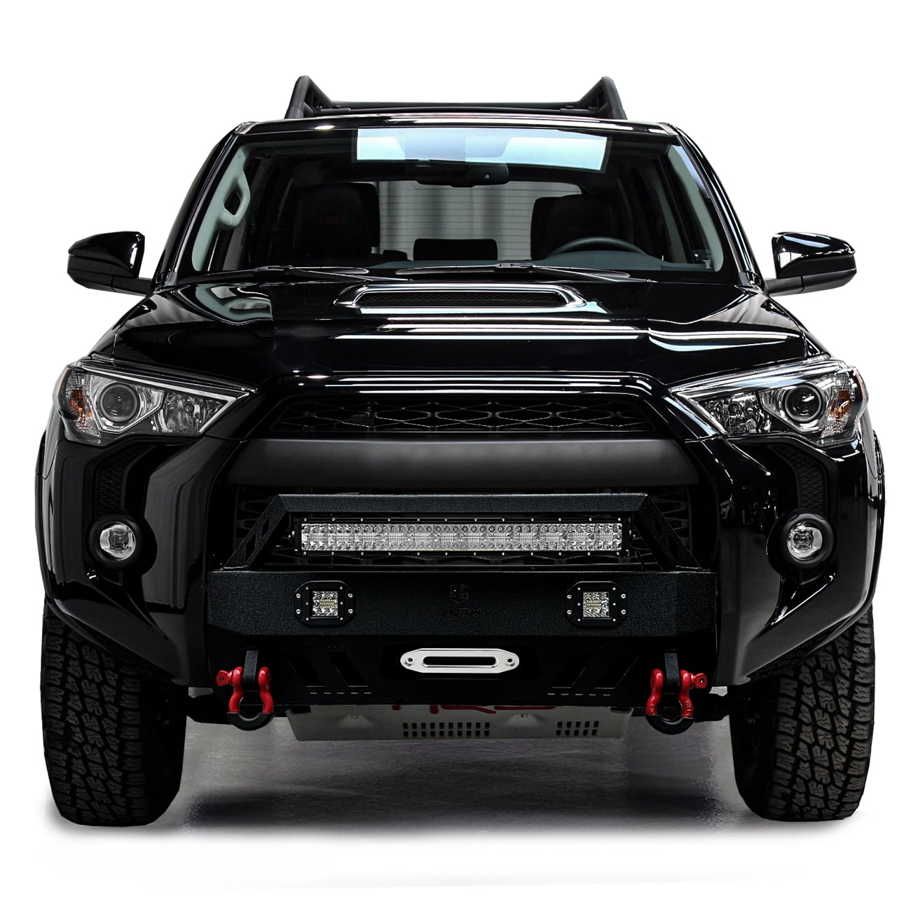Vijay Front Bumper for 2010-2024 Toyota 4Runner with D-rings and Winch Plate and LED Lights