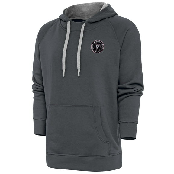 Men's Antigua Charcoal Inter Miami CF Logo Victory Pullover Hoodie