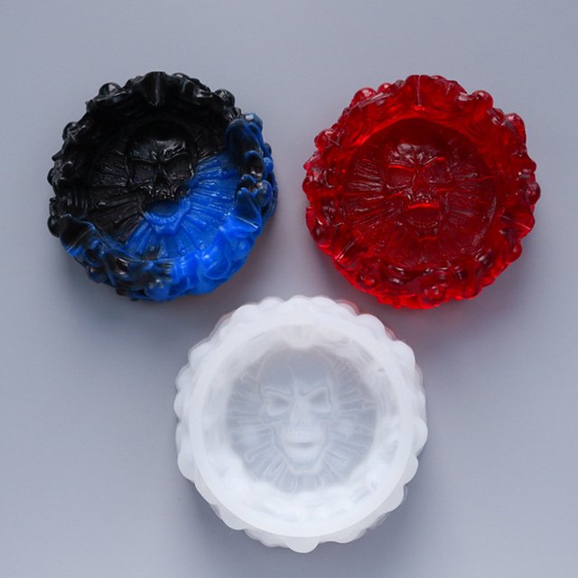 Moldes de resina, ceniceros de silicona, conjuntos de ceniceros de calavera, molde de almacenamiento de joyería, molde de caja redonda para almacenamiento de joyería artesanal DIY Sincero Hogar