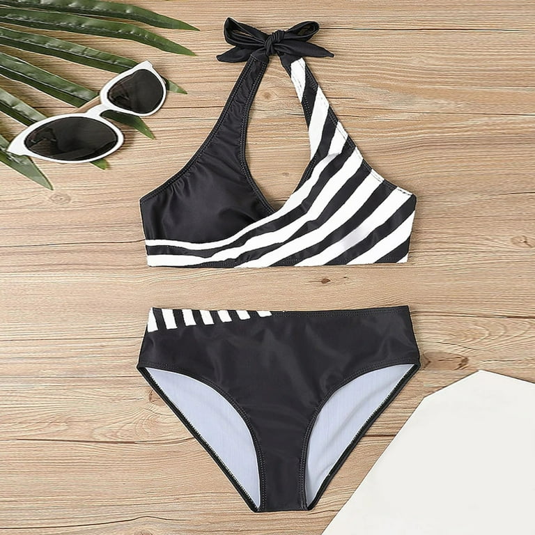 Cathalem Bathing Suit for Women 2 Piece Bikini Women's Bikini Set Swimsuit  tredy beach bathing suit(Black,XXL)
