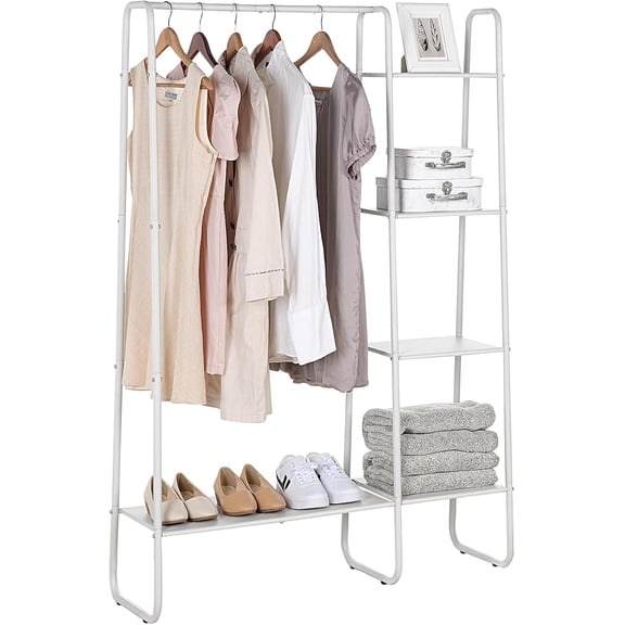 Freestanding Clothes Metal Garment and Accessories, Organizer Closet Rack (WHITE)
