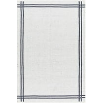 BoutiqueRugs Nimue Boho Hand Woven Wool Natural Fiber Area Rug - Farmhouse Bordered Solid Color Carpet for Living Room, Bedroom -White, Gray - 8' x 10' (8x10)