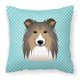 thumbnail image 1 of "Caroline's Treasures BB1180PW1818 Almohada decorativa de lona Sheltie azul tablero de ajedrez, 18" x 18 ", multicolor Caroline's Treasures BB1180PW1818, 1 of 1