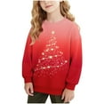 thumbnail image 2 of Tdoqot Girls Christmas Sweatshirts- Pullover Long Sleeve Crewneck Cute Kids Festive Shirts Red Size 5 T, 2 of 7