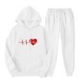 thumbnail image 2 of 2 PC Tracksuit Set Men Women Casual Loose Long Sleeve Hoodie Sweatsuit Sets Print Pullover Sweatshirt Joggers Sweatpants Set,White 4,M, 2 of 5