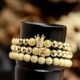 thumbnail image 2 of EOEMY Charm Luxury Exquisite Copper Beads Zircon Ball Crown Couple Bracelets Jewelry-1 Set 3 Pcs, 2 of 3