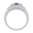 thumbnail image 3 of Split Shank Three Stone Plus Diamond Engagement Ring with Blue Center in 14K White Gold (1/2 cttw), 3 of 5