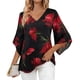 thumbnail image 3 of TaTaai Women's Floral Print V-Neck 3/4 Sleeve Top Loose Fit Lightweight Stretch Elegant Blouse Casual Daily Work Wear Gift, 3 of 8