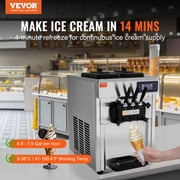 VEVOR Commercial Ice Cream Machine, 18-28 L/H Yield, 1850W 3-Flavor Countertop Soft Serve Ice Cream Maker, 2 x 5.5L Stainless Steel Cylinder, LED Panel Auto Clean Pre-cooling, for Restaurant Bars