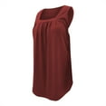 thumbnail image 4 of BYHONG Women's Loose Pleated Square Neck Tank Top Summer Sleeveless Vest Blouse, Plus Size Casual Top for Women Red XXL, 4 of 5
