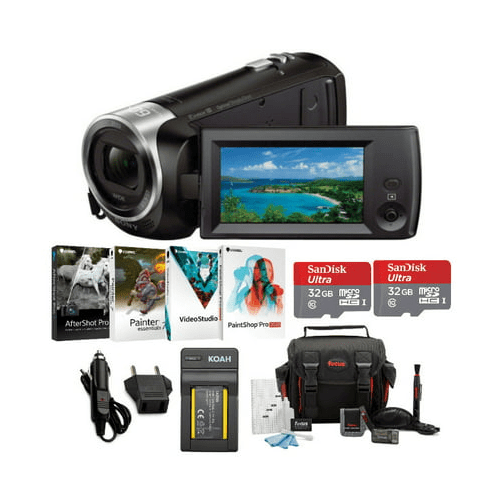 Sony HDRCX405 Handycam Camcorder with Two 32GB Cards and Liion Battery Bundle