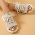 thumbnail image 6 of Xfvqtps Orthopedic Sandals for Women Mesh Lace up Hollow out Open Toe Slip on Thick Soft Sole Beach Summer Sandals Beige, 6 of 8