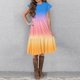 thumbnail image 5 of Girls Summer Dress Tween Dresses Summer Casual Gradient Color Midi Dress with Short Sleeves and Pockets Lightweight and Comfortable ,Sie:100, 5 of 9