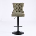 thumbnail image 3 of LEGAHOME Adjustable Bar Stools Set of 2, 26” Swivel Counter Height Bar Stools with Handcrafted Buttons and Hammered Rivets, Vintage American Bar Stools for Kitchen Island, Bar, Home, Olive Green, 3 of 9