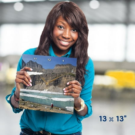 3dRose, MT, Glacier National Park, Upper Grinnell Lake - US27 JWI0232 - Jamie and Judy Wild, 13x13 Wall Clock